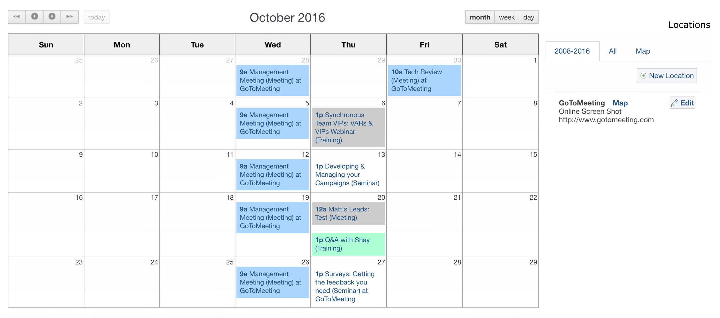 Calendar management in CRM